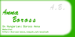 anna boross business card